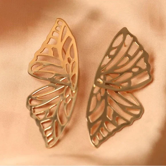 Zara Gold Butterfly Earrings - Picture 2 of 7